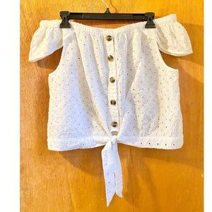 a.n.a Off-Shoulder Eyelet Top